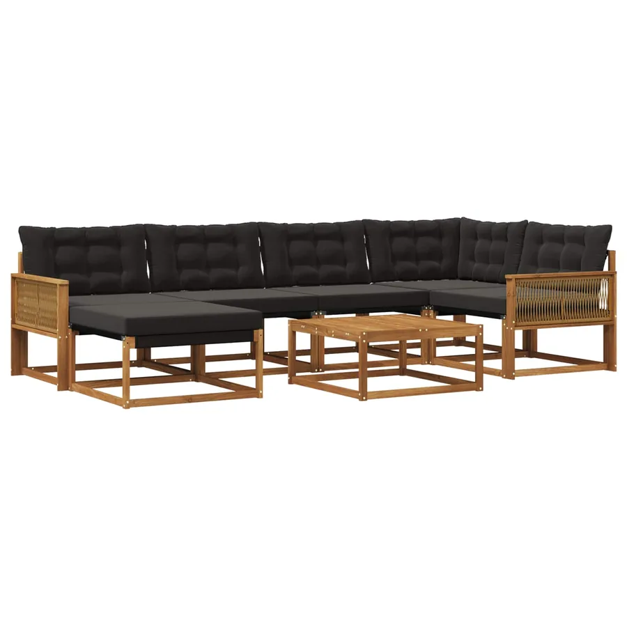 Ensemble de canapés d'extérieur 7 pcs Naturel et noir - 2