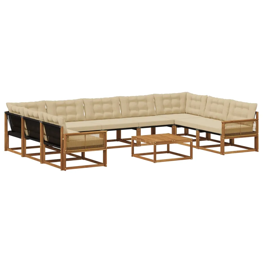Ensemble de canapés d'extérieur 10 pcs Naturel et Beige - 2