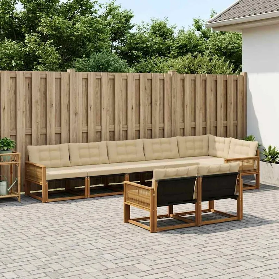 Ensemble de canapés d'extérieur 8 pcs Naturel et Beige
