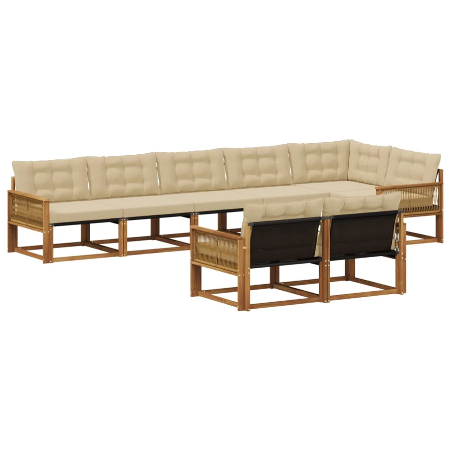 Ensemble de canapés d'extérieur 8 pcs Naturel et Beige - 2