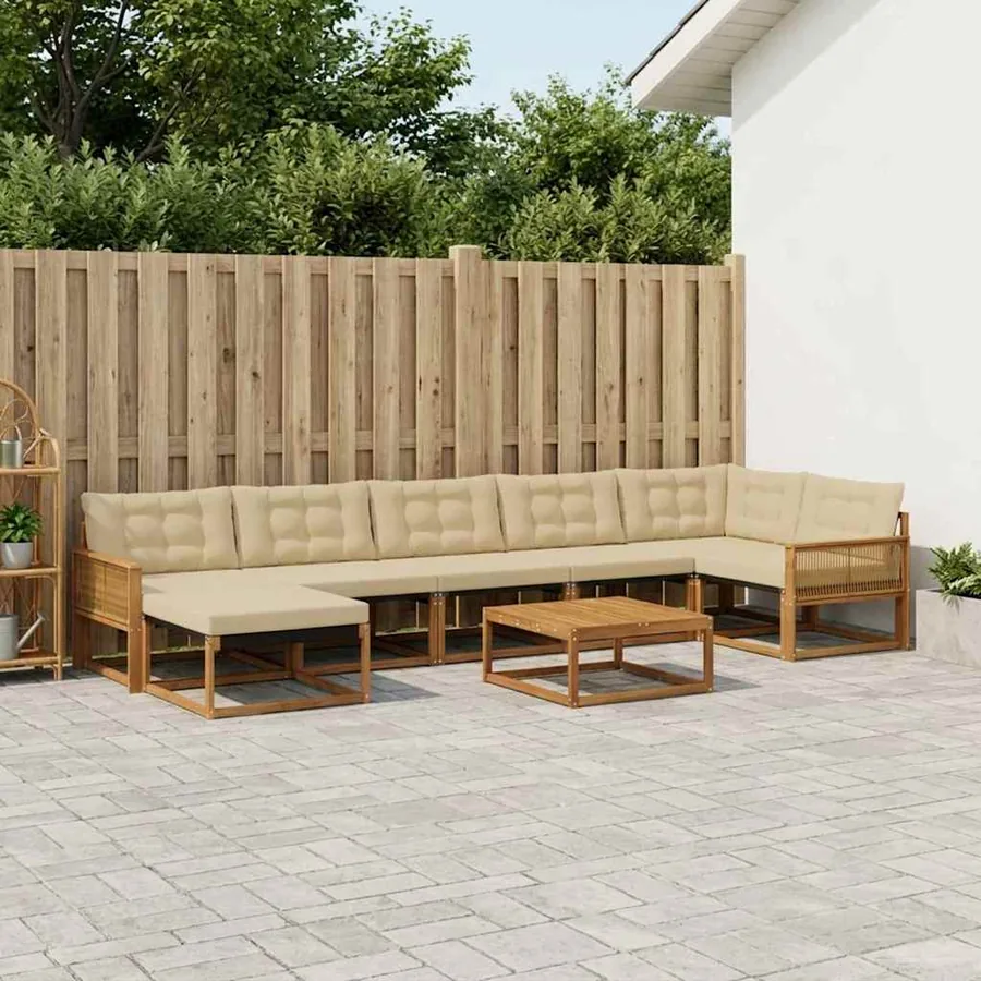 Ensemble de canapés d'extérieur 8 pcs Naturel et Beige