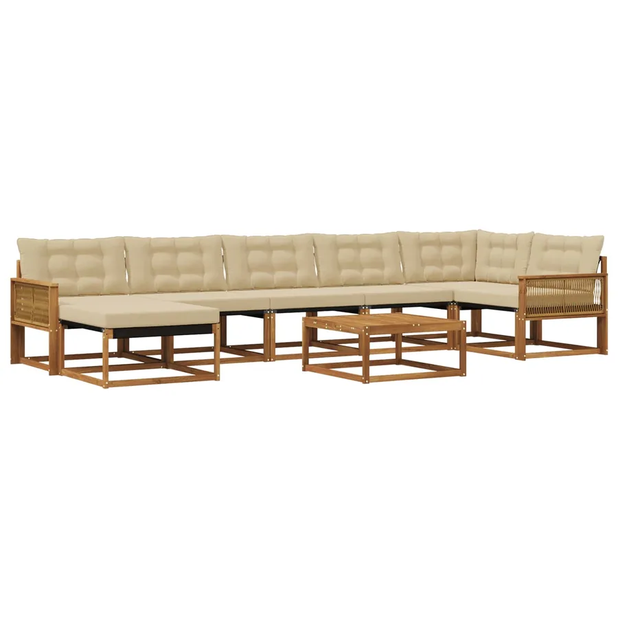 Ensemble de canapés d'extérieur 8 pcs Naturel et Beige - 2