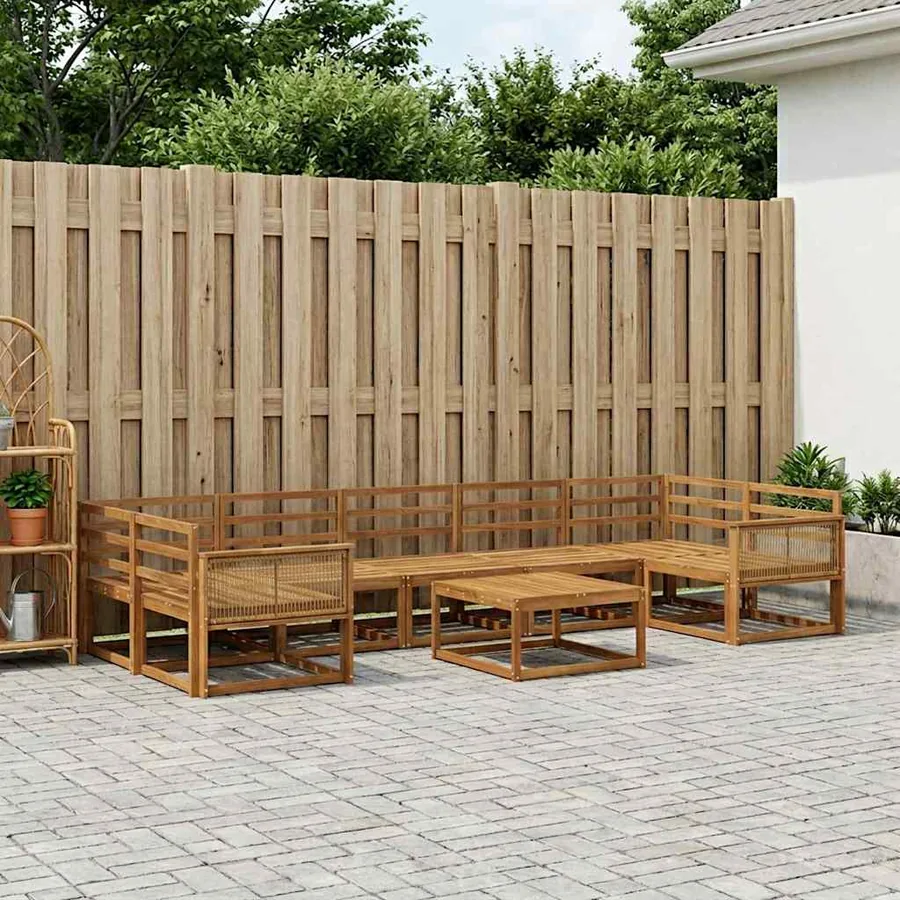 Ensemble de canapés d'extérieur 8 pcs Naturel