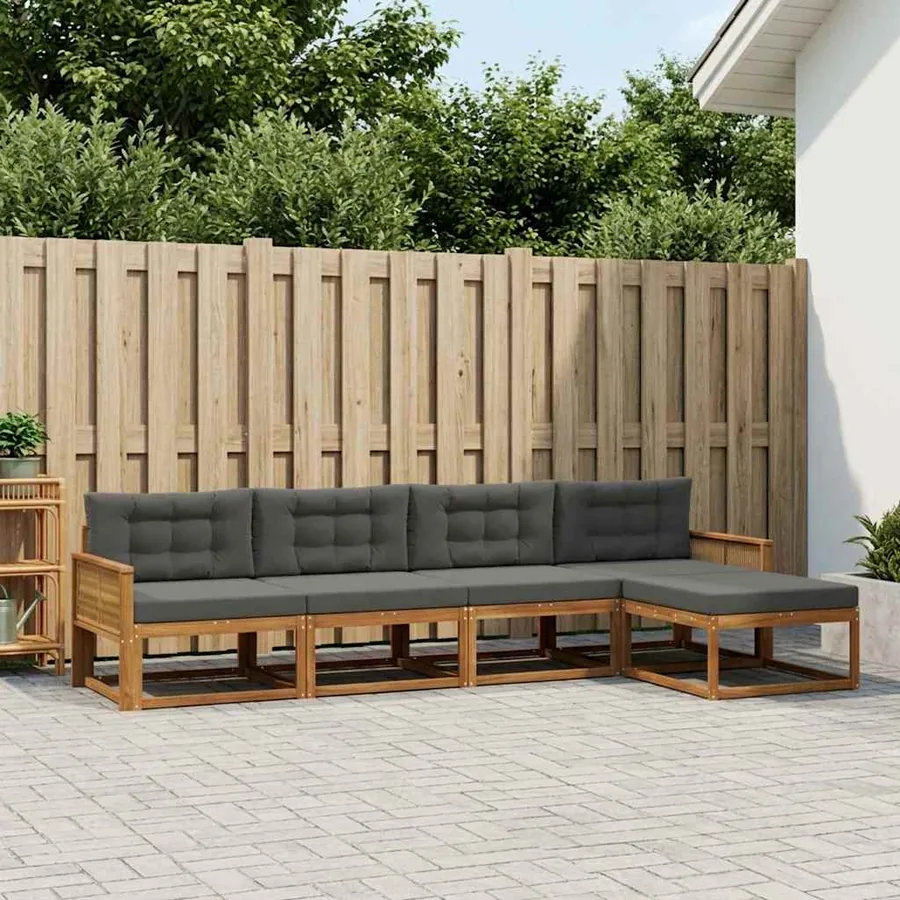 Ensemble de canapés d'extérieur 5 pcs Naturel et Anthracite