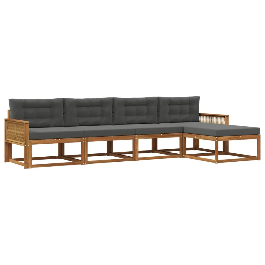 Ensemble de canapés d'extérieur 5 pcs Naturel et Anthracite - 2