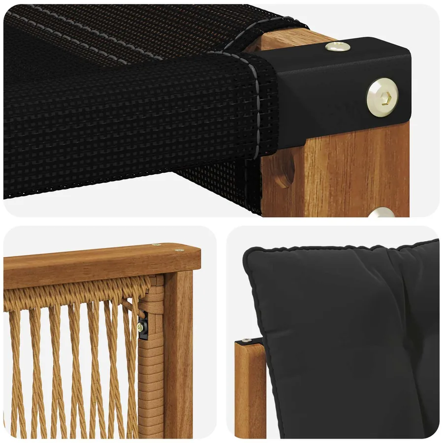 Ensemble de canapés d'extérieur 6 pcs Naturel et noir - 7