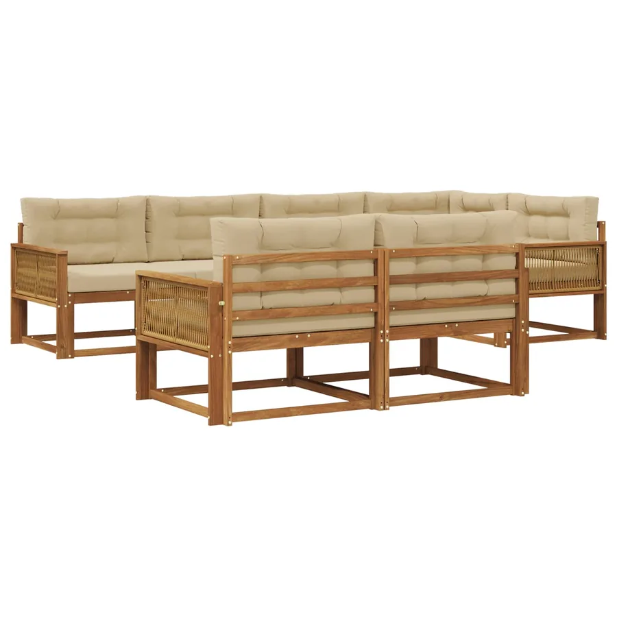 Ensemble de canapés d'extérieur 7 pcs Naturel et Beige - 2