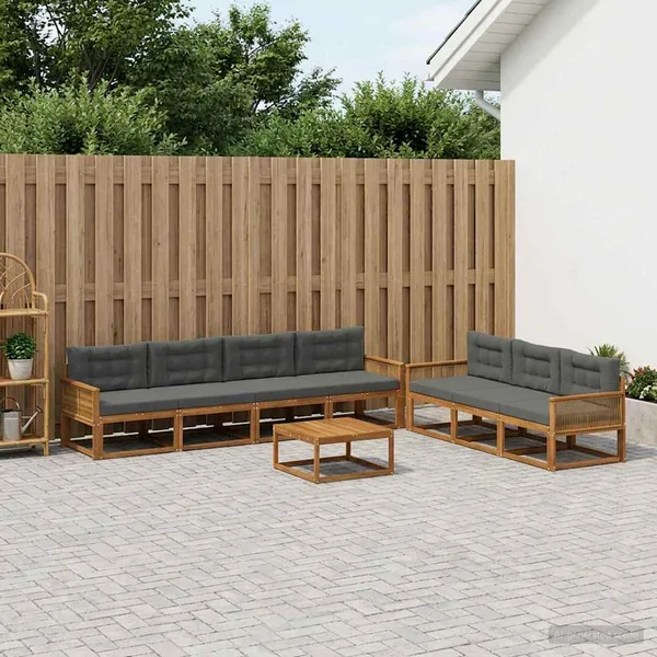 Ensemble de canapés d'extérieur 8 pcs Naturel et Anthracite