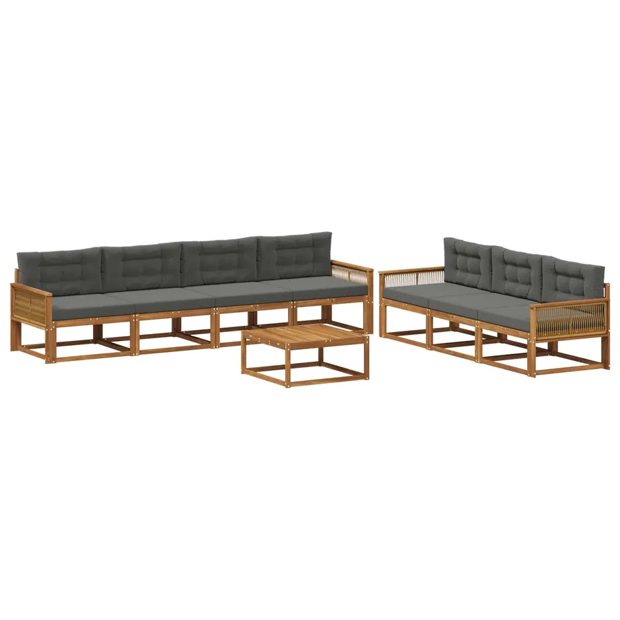 Ensemble de canapés d'extérieur 8 pcs Naturel et Anthracite - 2