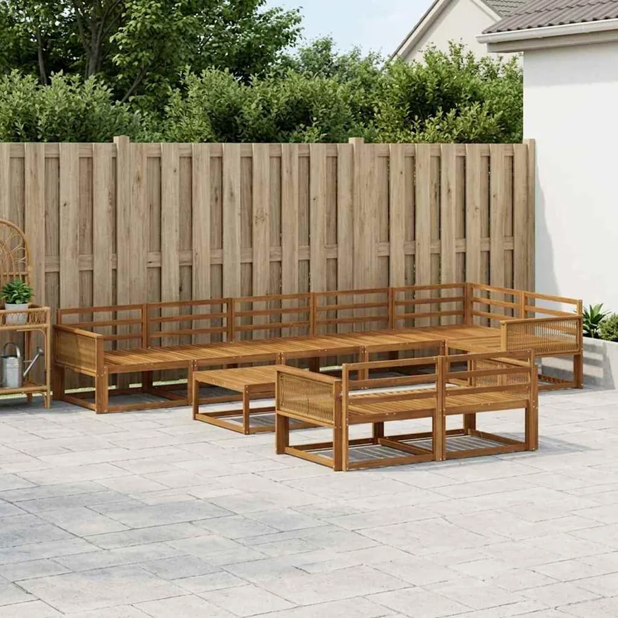 Ensemble de canapés d'extérieur 9 pcs Naturel