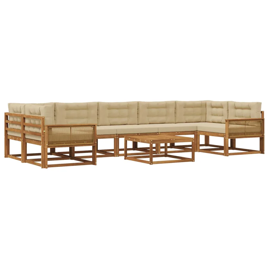 Ensemble de canapés d'extérieur 8 pcs Naturel et Beige - 2