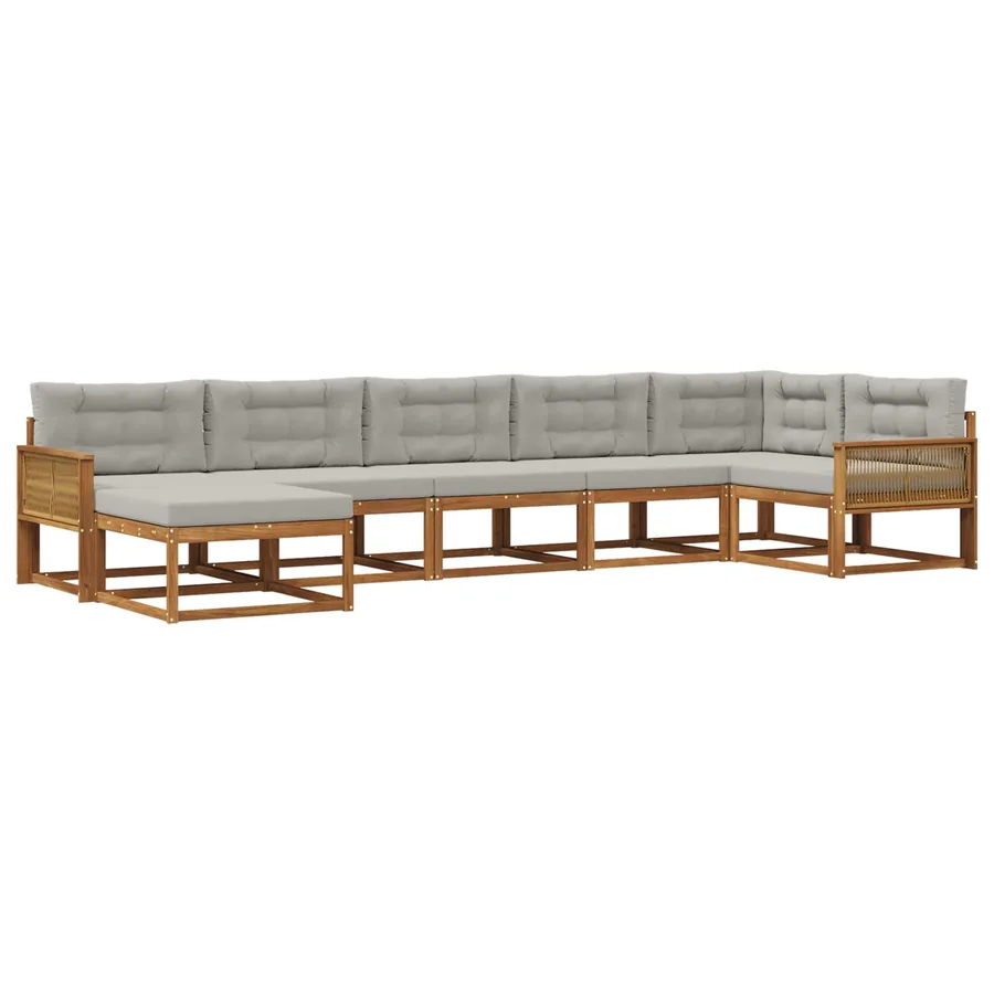 Ensemble de canapés d'extérieur 7 pcs Naturel et gris clair - 2