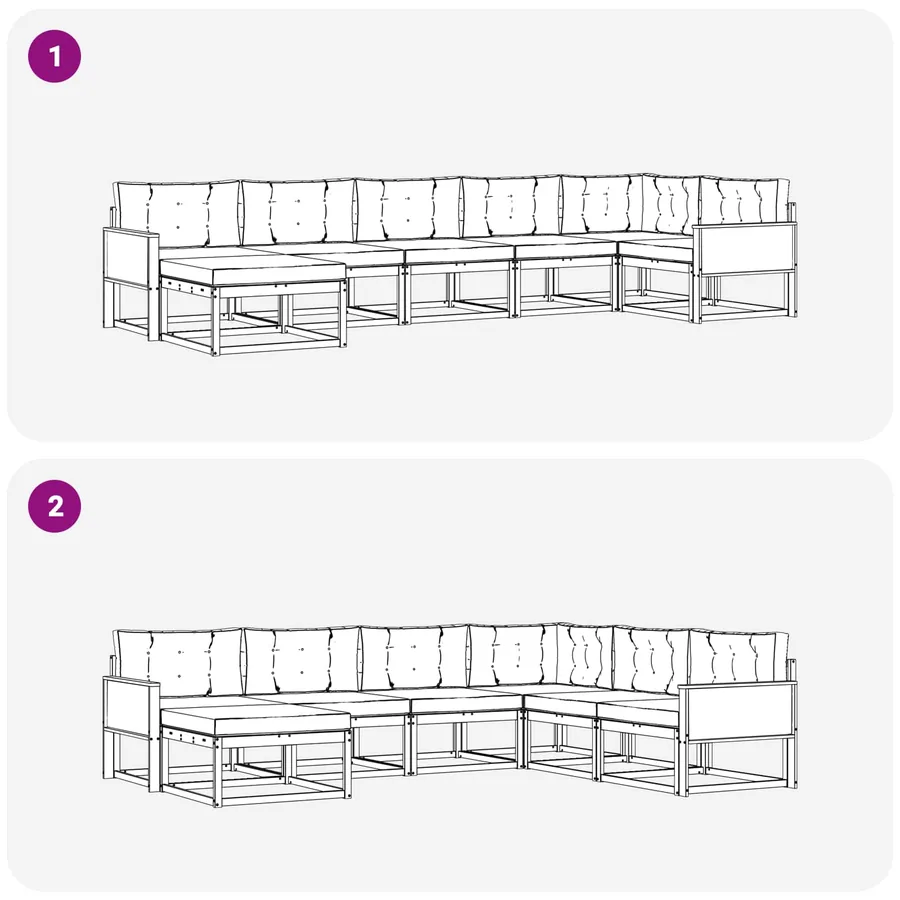 Ensemble de canapés d'extérieur 7 pcs Naturel et gris clair - 7