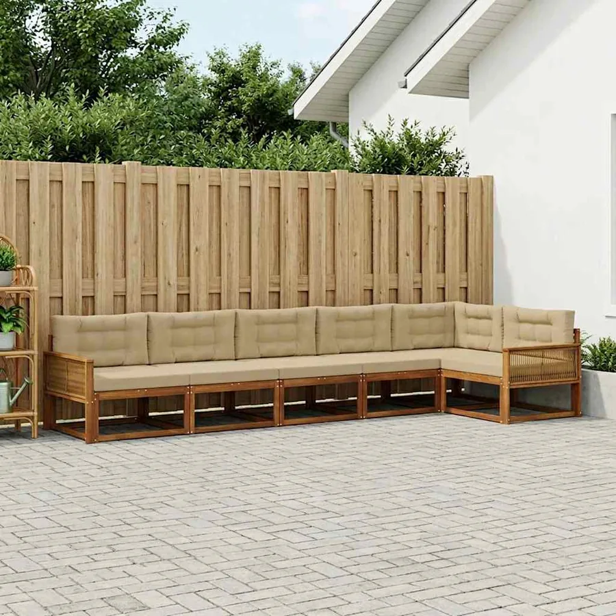 Ensemble de canapés d'extérieur 6 pcs Naturel et Beige