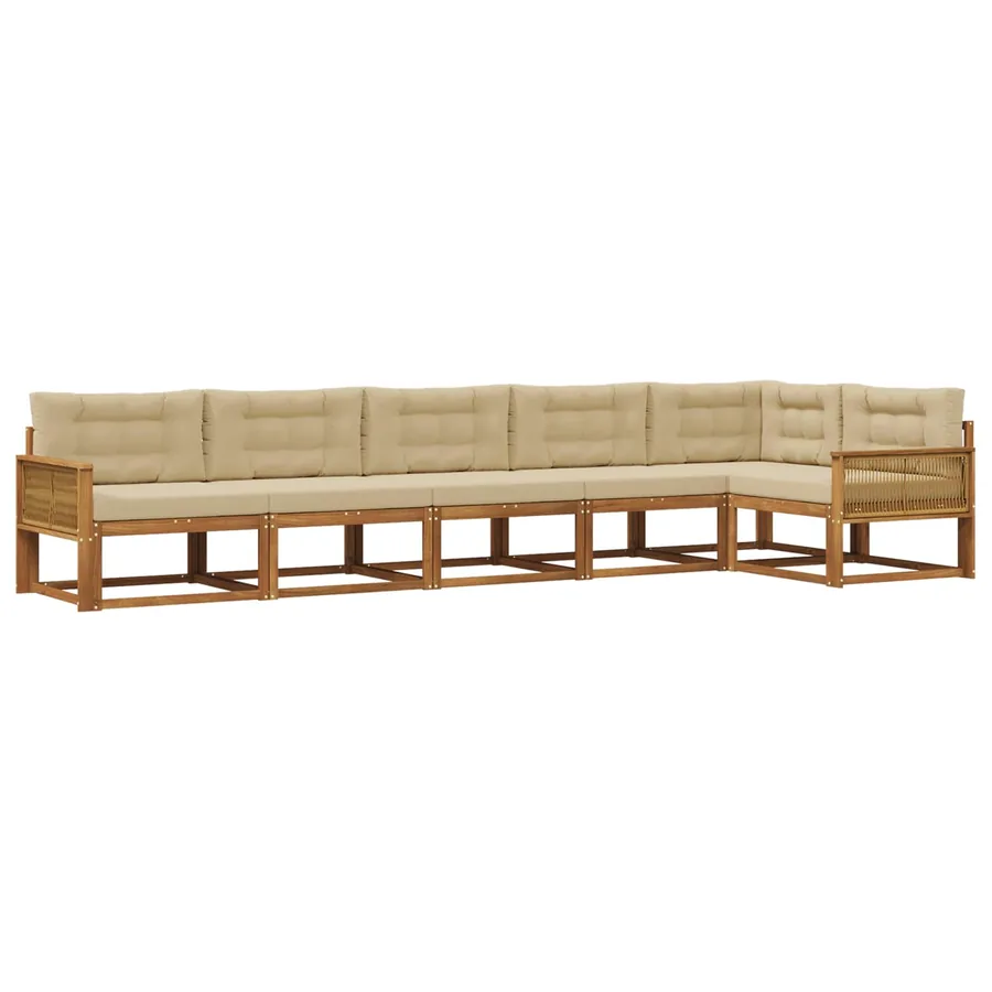 Ensemble de canapés d'extérieur 6 pcs Naturel et Beige - 2