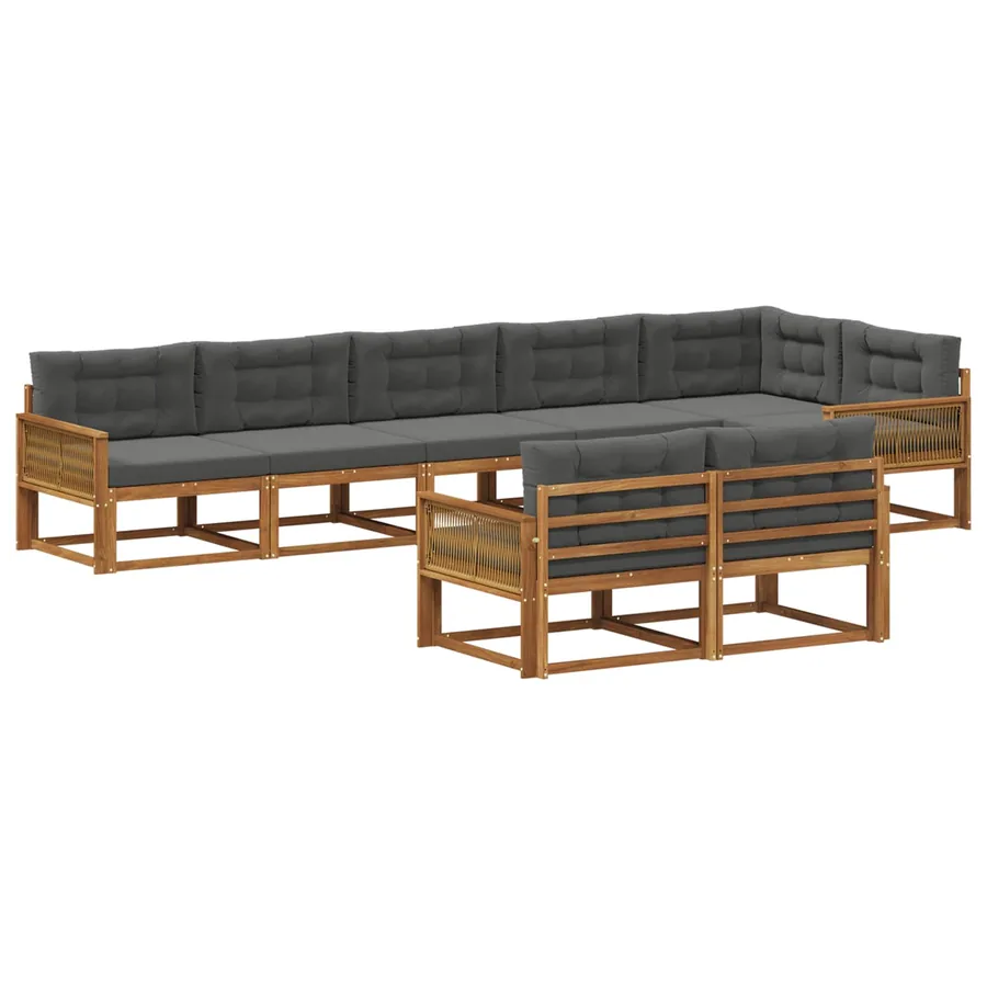 Ensemble de canapés d'extérieur 8 pc Naturel et Anthracite - 2