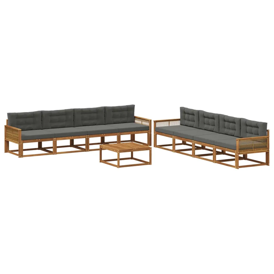 Ensemble de canapés d'extérieur 9 pcs Naturel et Anthracite - 2