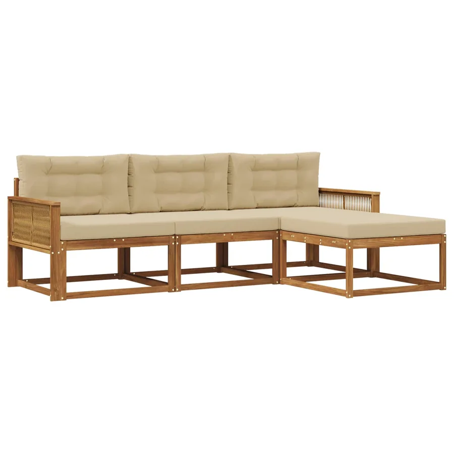 Ensemble de canapés d'extérieur 4 pcs Naturel et Beige - 2
