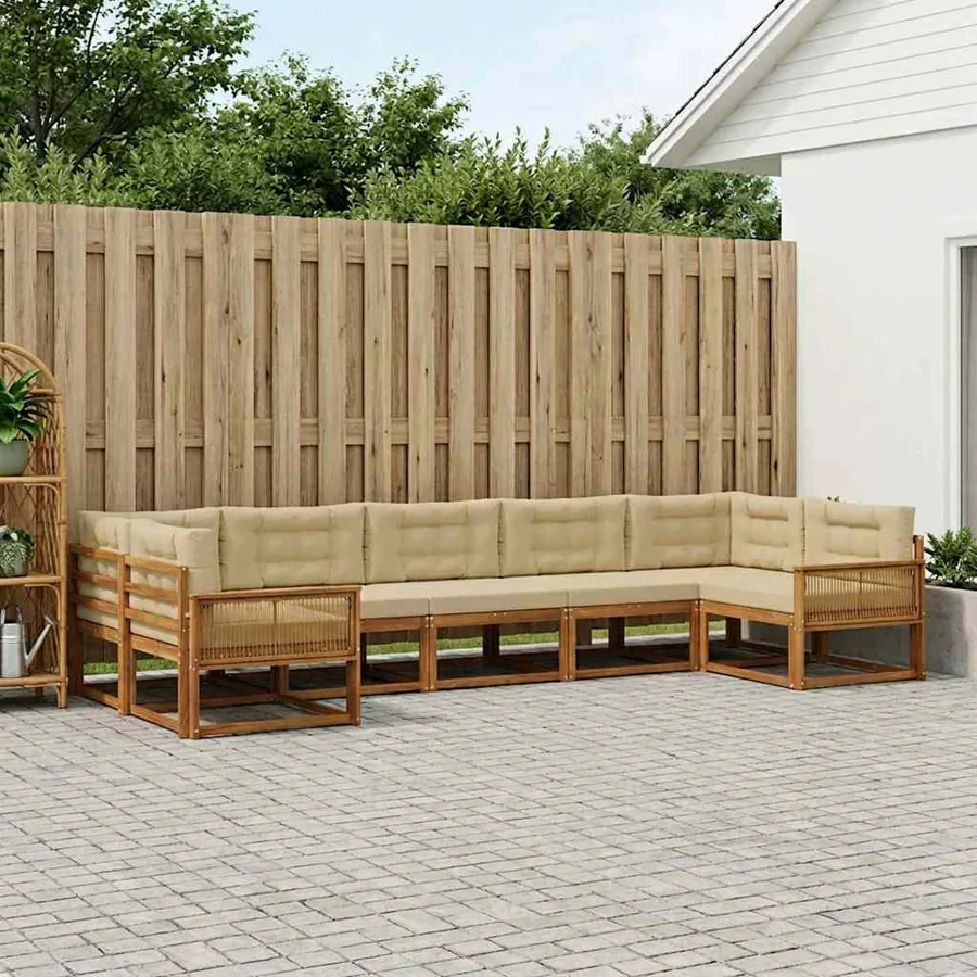 Ensemble de canapés d'extérieur 7 pcs Naturel et Beige