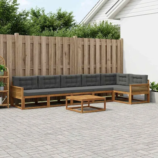 Ensemble de canapés d'extérieur 7 pcs Naturel et Anthracite