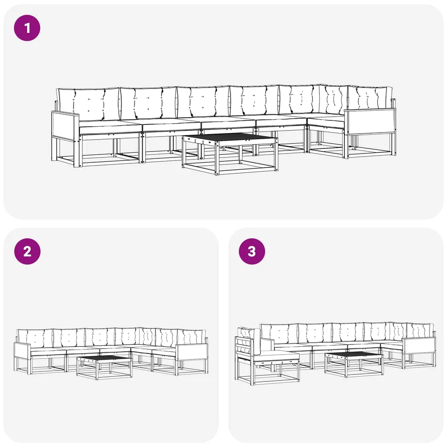 Ensemble de canapés d'extérieur 7 pcs Naturel et Anthracite - 7