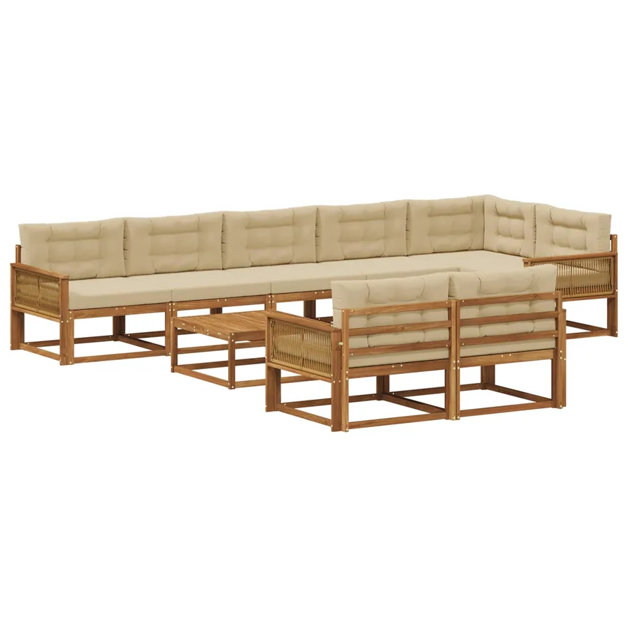 Ensemble de canapés d'extérieur 9 pcs Naturel et Beige - 2