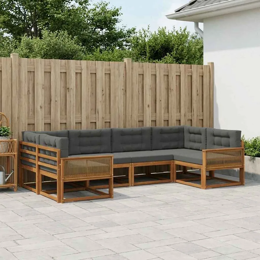 Ensemble de canapés d'extérieur 6 pcs Naturel et Anthracite