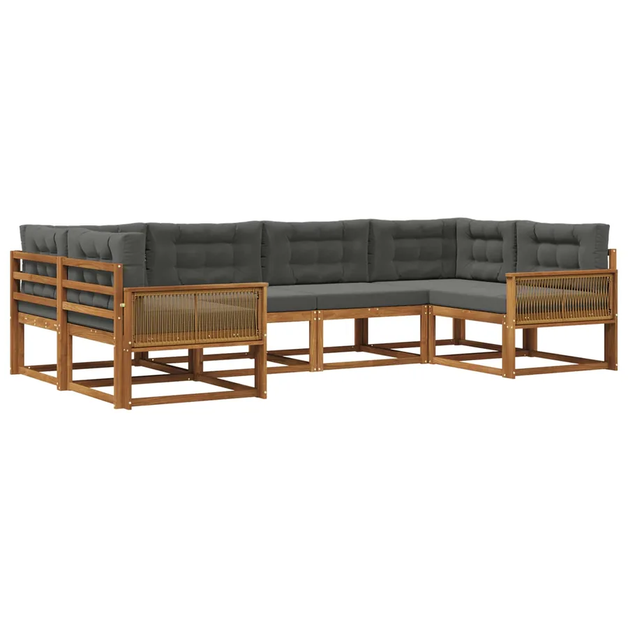 Ensemble de canapés d'extérieur 6 pcs Naturel et Anthracite - 2