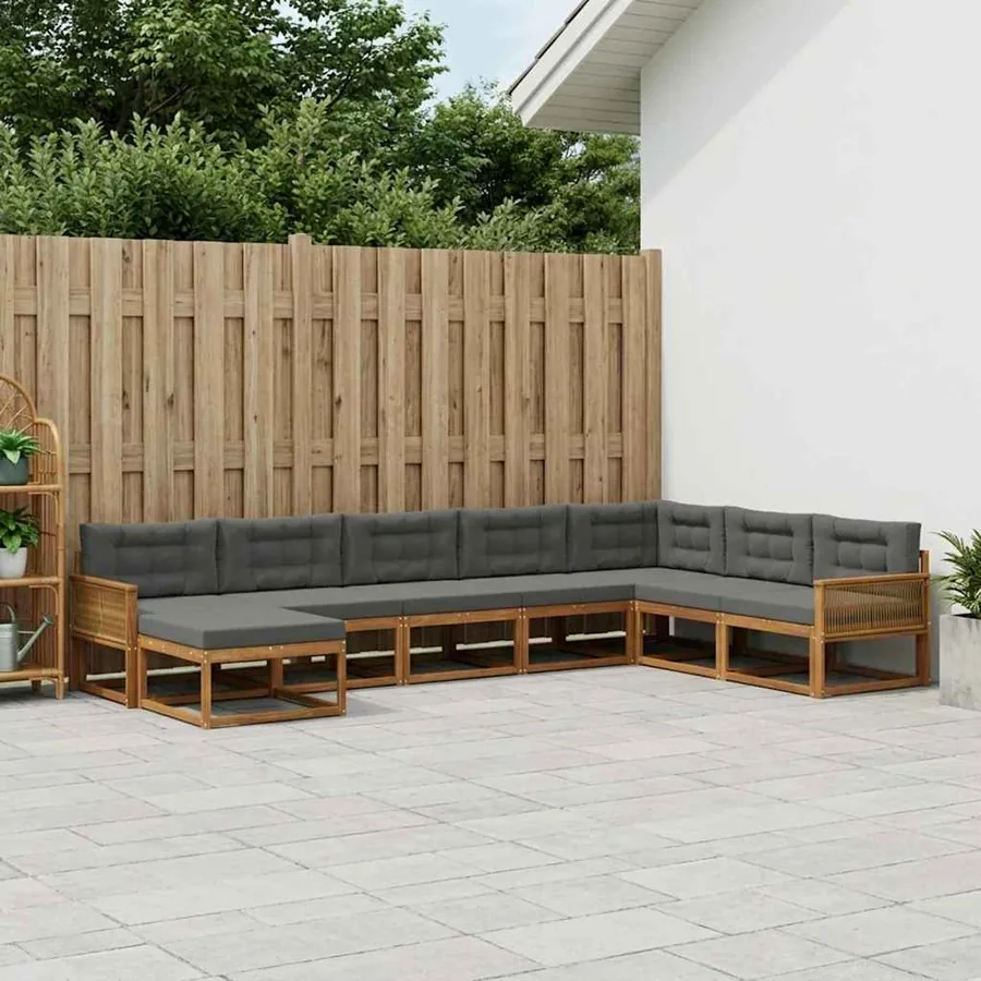 Ensemble de canapés d'extérieur 8 pcs Naturel et Anthracite