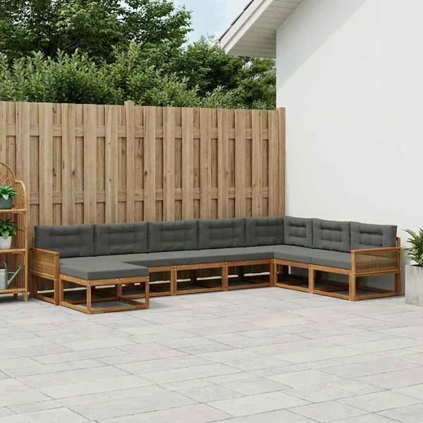 Ensemble de canapés d'extérieur 8 pcs Naturel et Anthracite