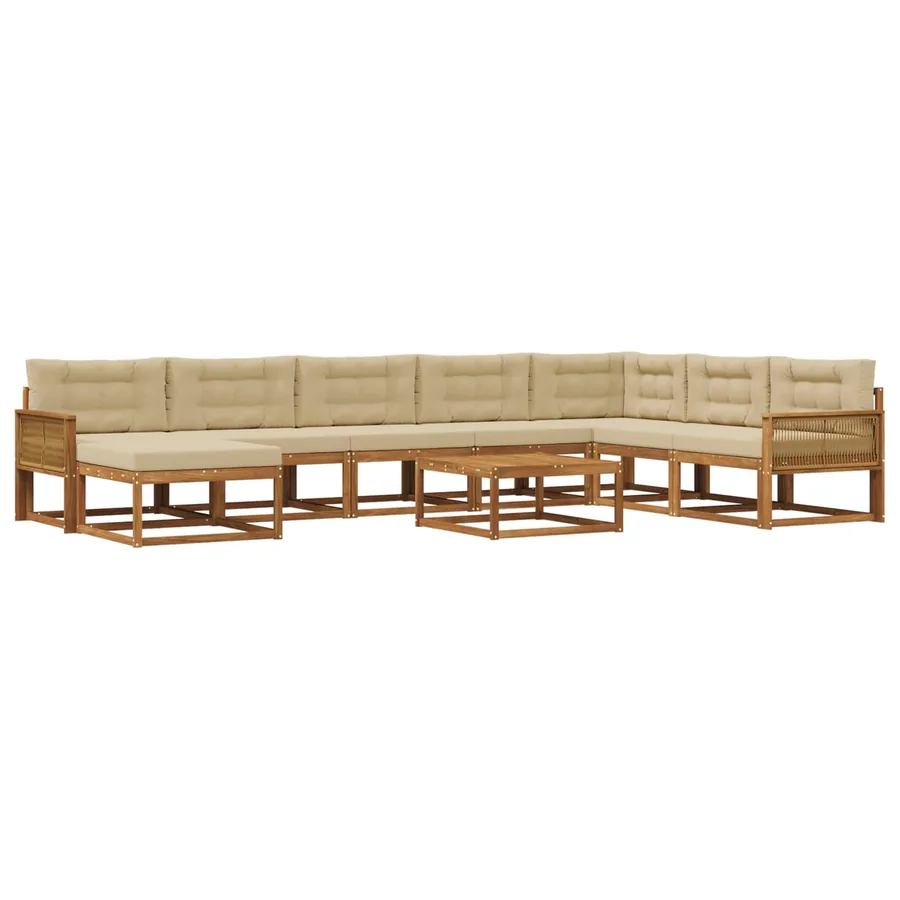 Ensemble de canapés d'extérieur 9 pcs Naturel et Beige - 2