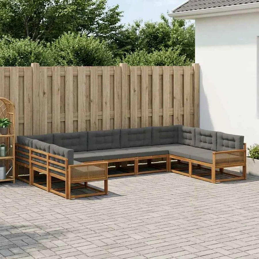 Ensemble de canapés d'extérieur 9 pcs Naturel et Anthracite
