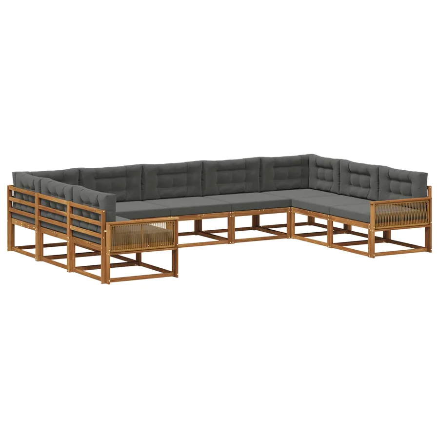 Ensemble de canapés d'extérieur 9 pcs Naturel et Anthracite - 2