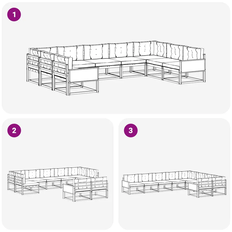 Ensemble de canapés d'extérieur 9 pcs Naturel et Anthracite - 7