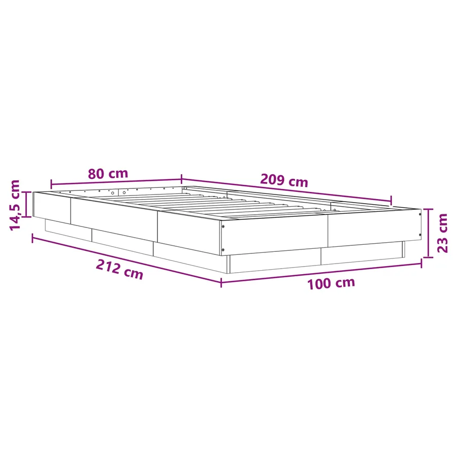 Cadre de lit au sol Chêne Sonoma 80 x 210 cm Bois d'ingénierie - 8