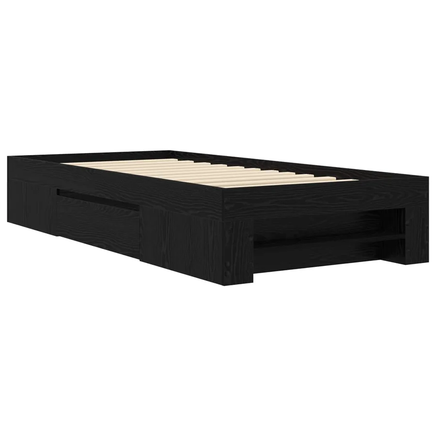 Cadre de lit avec rangement avec tiroir Chêne noir 80 x 200 cm - 3