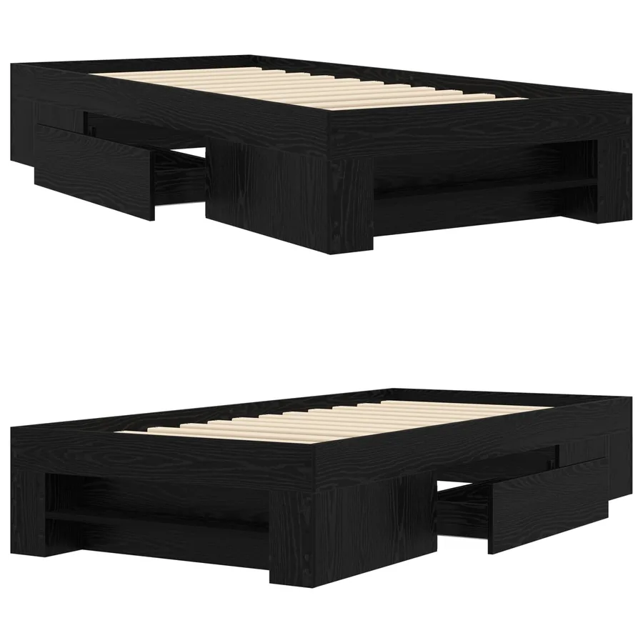 Cadre de lit avec rangement avec tiroir Chêne noir 80 x 200 cm - 8