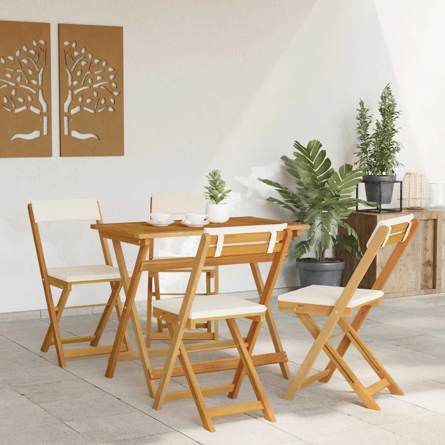 Chaises de bistrot d'extérieur 4 pcs Crème blanc - 3