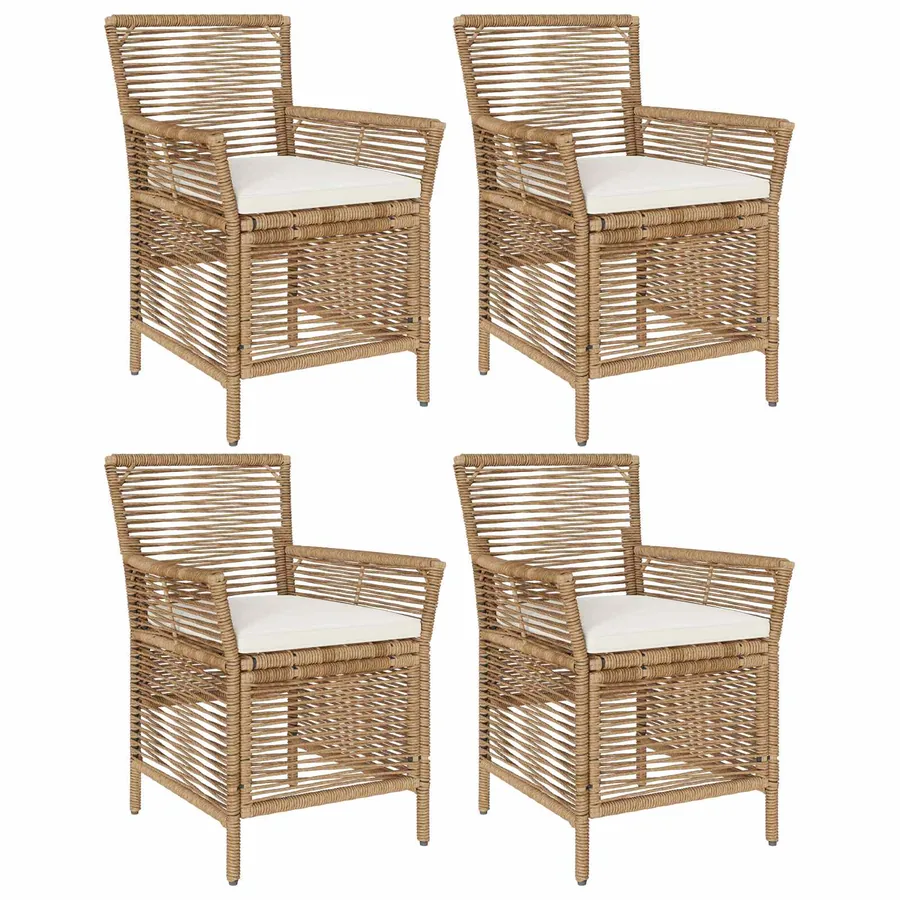 Chaise d'Extérieur avec coussin 4 pcs Beige et crème polyrotin - 2