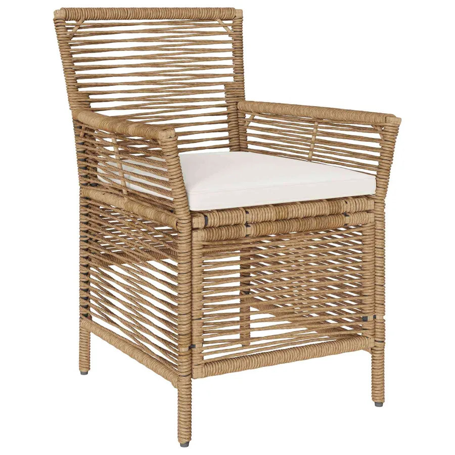 Chaise d'Extérieur avec coussin 4 pcs Beige et crème polyrotin - 3