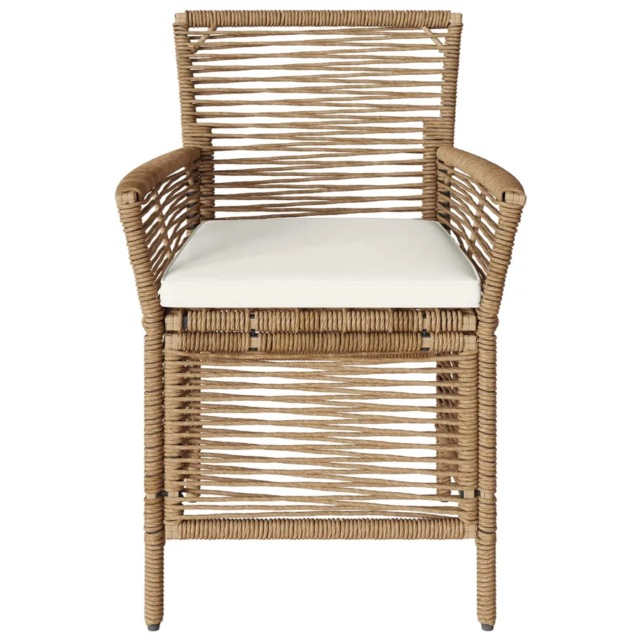 Chaise d'Extérieur avec coussin 4 pcs Beige et crème polyrotin - 5