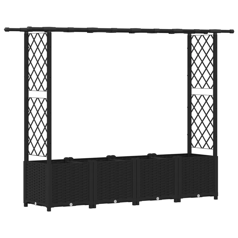 Lit Élevé avec Treillis et Toit Noir 203 x 40 x 136 cm PP - 2