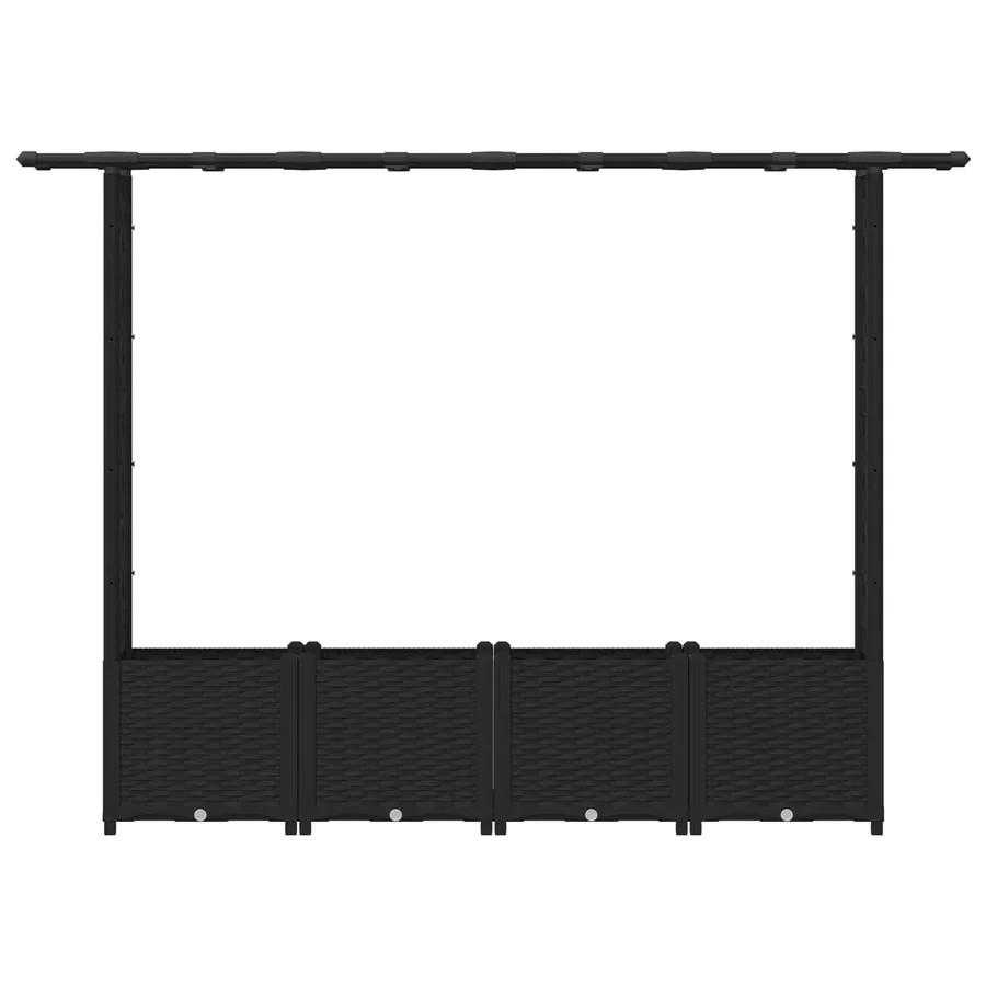 Lit Élevé avec Treillis et Toit Noir 203 x 40 x 136 cm PP - 4