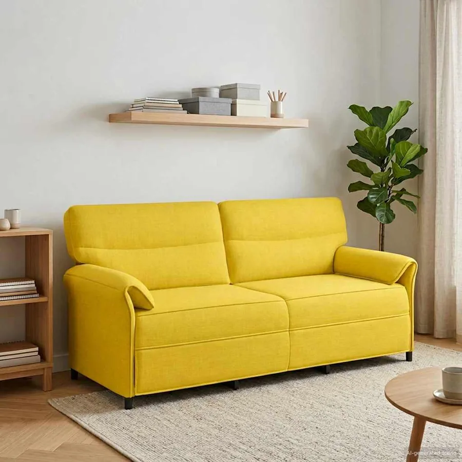 Canapé 100% polyester, cadre en métal, MDF, Contreplaqué