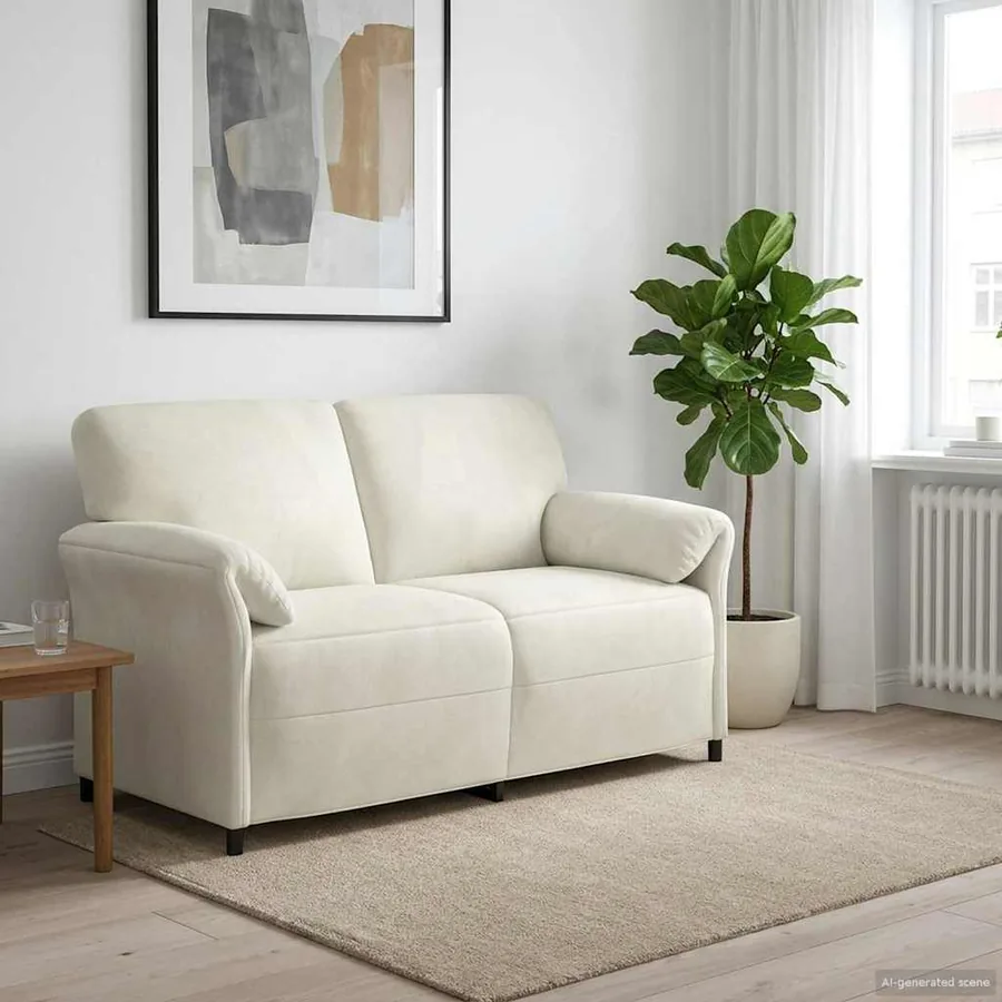 Sofa 2 places Crème 158 x 83 x 95 cm Velours