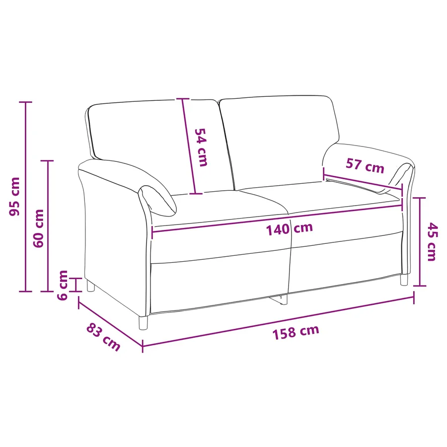 Sofa 2 places Crème 158 x 83 x 95 cm Velours - 8
