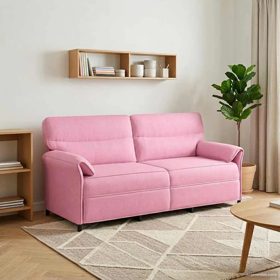Canapé 100% polyester, cadre en métal, MDF, Contreplaqué