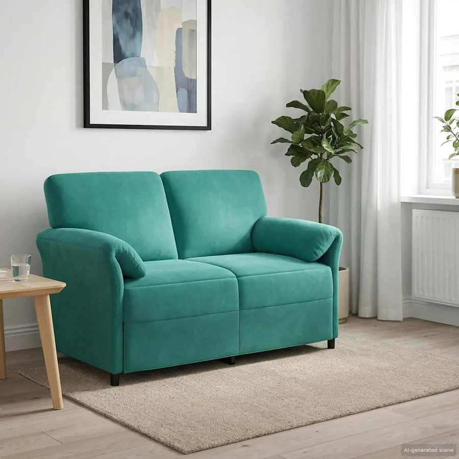 Sofa 2 places Turquoise 138 x 83 x 95 cm Velours