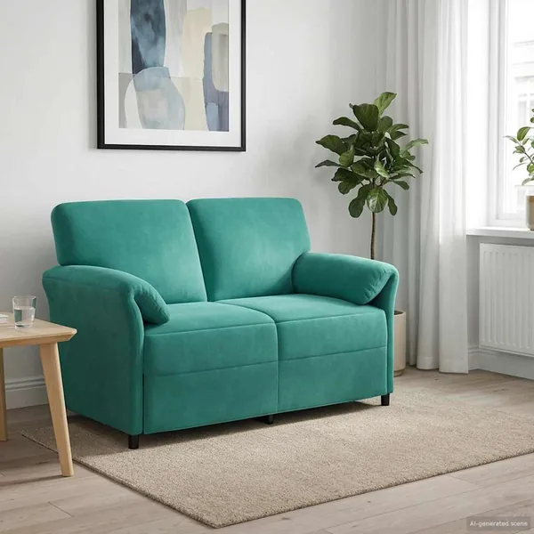 Sofa 2 places Turquoise 138 x 83 x 95 cm Velours