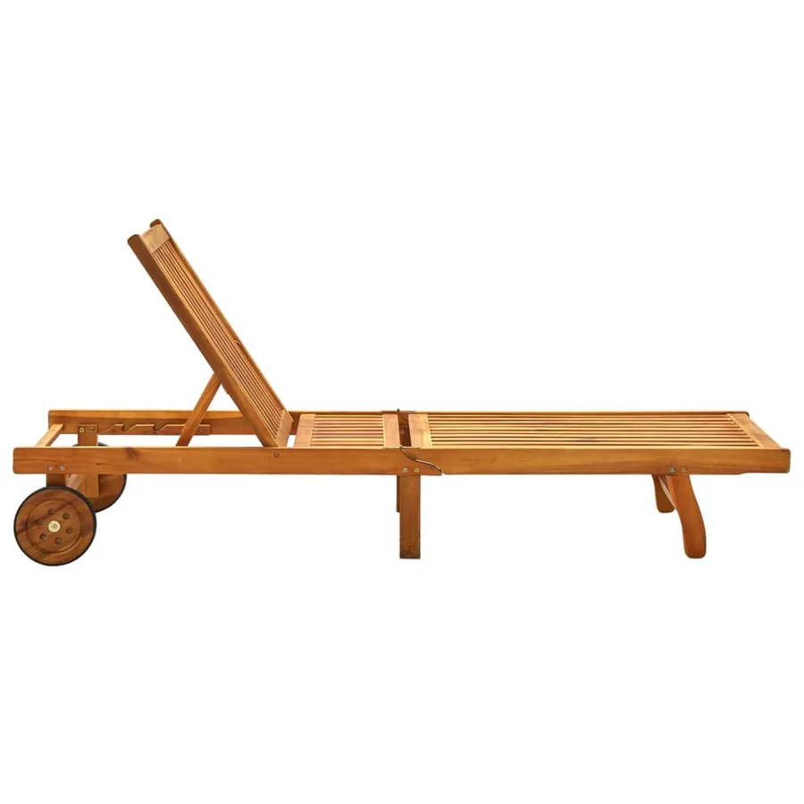 Chaise longue de jardin avec coussin Bois d'acacia solide - 5